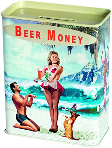 Unbekannt Klang und Kleid Spardose Beer Money, Metall, bunt, 9 x 4.5 x 11.5 cm