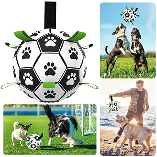 X XBEN Hundespielzeug Große Hunde, 20CM Langlebige Hundebälle für Hunde, Interaktives Hundespielzeug Hundefußball, Wasserspielzeug Hund, Hundeball mit Schnur, für Tauziehen, Rasen, Schwimmen