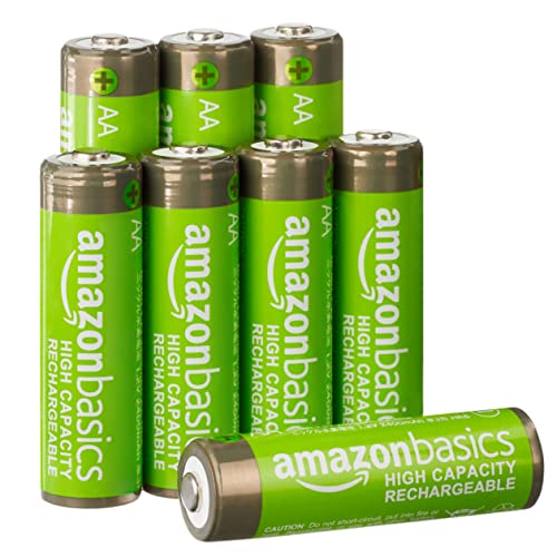 Amazon Basics AA-Batterien mit hoher Kapazität, wiederaufladbar, 2400 mAh, vorgeladen, 8 Stück
