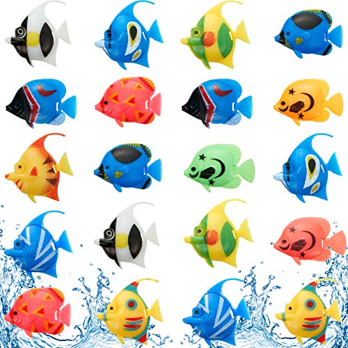 Weewooday 20 Stück Künstliche Bewegliche Fische Plastik Schwimmende Fische Lebensechte Fisch Verzierung Aquarium Dekorationen für Aquarium (Zufälliger Stil)