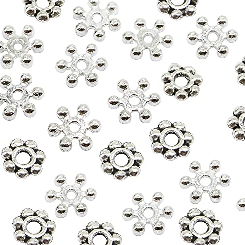 TOAOB 400 Stück Schneeflocke Abstandshalter Perlen und Gänseblümchen Abstandshalter Perlen 6 mm für Schmuckherstellung