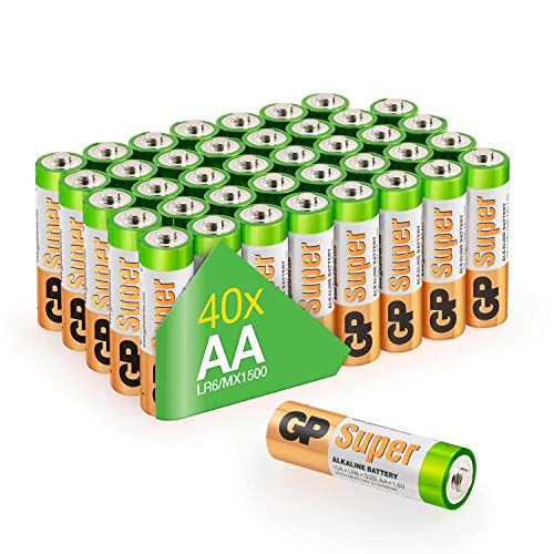 GP Batterien AA 1,5V Super Alkaline Longlife Technologie, Vorratspack mit 40 Stück Mignonzellen in praktischer Briefkasten-tauglicher Versandverpackung