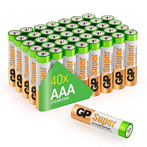 GP Batterien AAA 1,5V Super Alkaline Longlife Technologie, Vorratspack 40 Stück Micro AAA Batterien in praktischer Briefkasten-tauglicher Versandverpackung