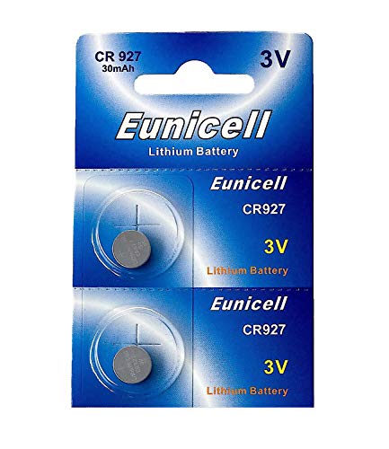 2 x CR927 3V Lithium Knopfzelle 30 mAh (1 Blistercard a 2 Batterien) EINWEG Markenware Eunicell