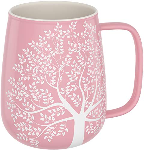 amapodo Kaffeetasse - Kaffeebecher Porzellan - Kaffee Tasse groß 600ml - Geschenke für Frauen - Jumbotasse - XXL Bürotasse Rosa