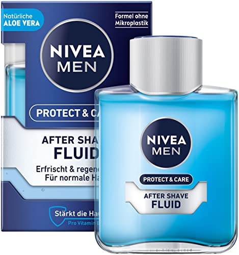 NIVEA MEN Protect & Care After Shave Fluid (100 ml), beruhigendes After Shave, Hautpflege nach der Rasur mit Aloe Vera und Pro Vitamin B5