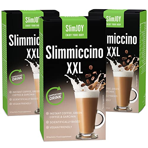 SlimJOY Slimmiccino XXL - Koffeinschub mit Garcinia Cambogia, Grünkaffee-Extrakt und Guarana-Extrakt - 3x10 Beutel von Sensilab - mit Kostenloser E-Book-Ratgeber