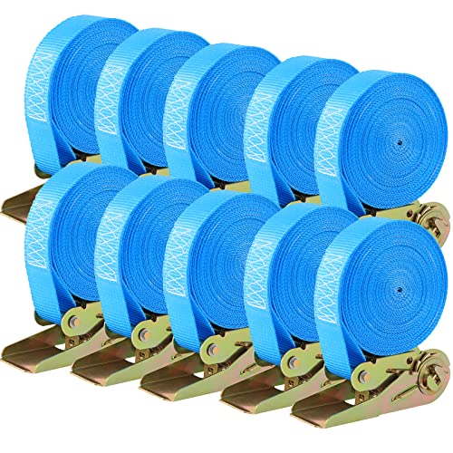 10 Stück Spanngurte mit Ratsche, 6m Lange 25mm Ratschengurte, Robust Zurrgurte Set, Belastung 800 kg, für Ladungssicherung (Blau)