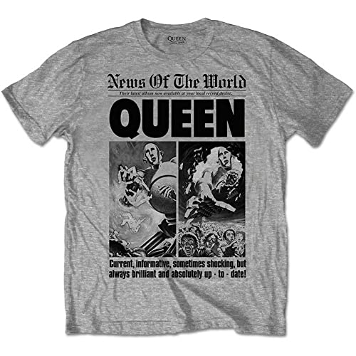 Queen News of the World 40th Front Page grau T-shirt Offiziell zugelassen Music