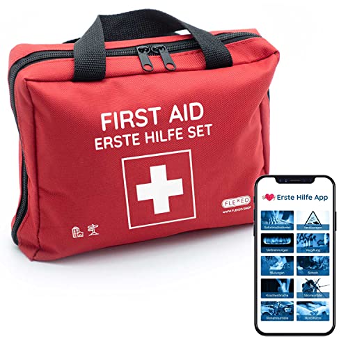 Erste-Hilfe-Tasche mit Sofort-Kältekompressen, Rettungsdecke und Pflastersortiment - 103-teilig gefüllt - Set - Zuhause & Outdoor (1 Stück)
