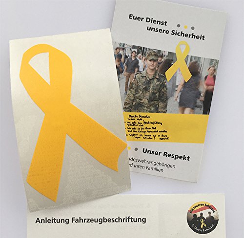 Gelbe Schleife Aufkleber (Solidarität Soldaten - Größe N: 5 x 7,5 cm)