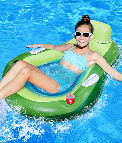 COOLJOY Inflatable Float Luftmatratze Pool Aufblasbare Schwimmringe Floß Wasserspielzeug für Kinder Schwimmreifen Pool Spielzeug Party für den Sommer 124cm*92cm*50cm (Avocado)