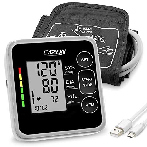 CAZON Blutdruckmessgeräte Oberarm Digital Vollautomatisch Blutdruckmessgerät Pulsmessung Blutdruckmessung Großes mit Große Manschette 2x120 Dual-User