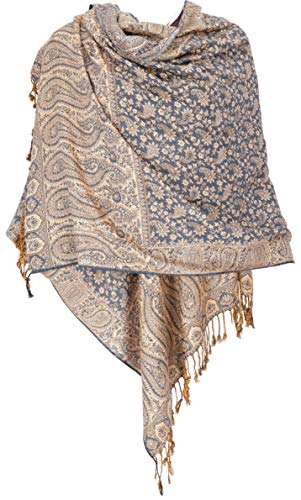 GURU SHOP Indischer Schal, Stola mit Paisley Muster, Schultertuch, Herren/Damen, Motiv 7, Synthetisch, Size:One Size, 180x70 cm