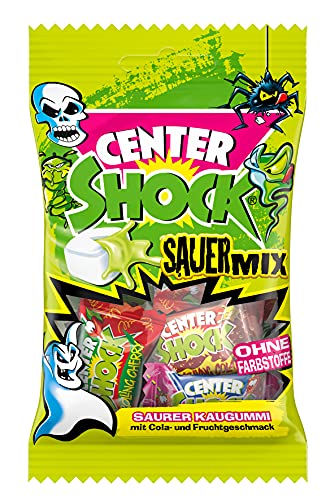 Center Shock Sour Mix, 1 Packung mit 11 extra-sauren Kaugummis, Mit Füllung + ohne Farbstoffe