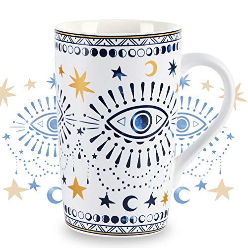 NymphFable 18oz Keramik Kaffeetasse Nazar Trinkbecher Personalisierte Boho Augen Kaffeetassen Mit Griff Beste Freundin