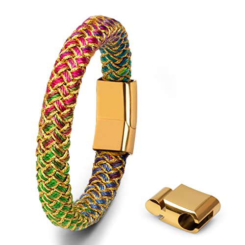 Katomi Feng Shui geflochtenes Seilarmband, magnetischer Edelstahlverschluss in Gold, Geschenk für Männer und Frauen (20cm, Mehrfarbig)