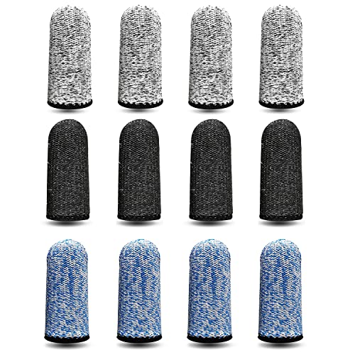 RIVIEVAL 12 Stück Fingerlinge, wiederverwendbarer Daumenschutz Rutschfeste Fingerschützer Atmungsaktive Fingerlinge Schnittfester Schutz für Arbeit, Küche, Garten, Skulptur (Blau, Schwarz und Grau)…