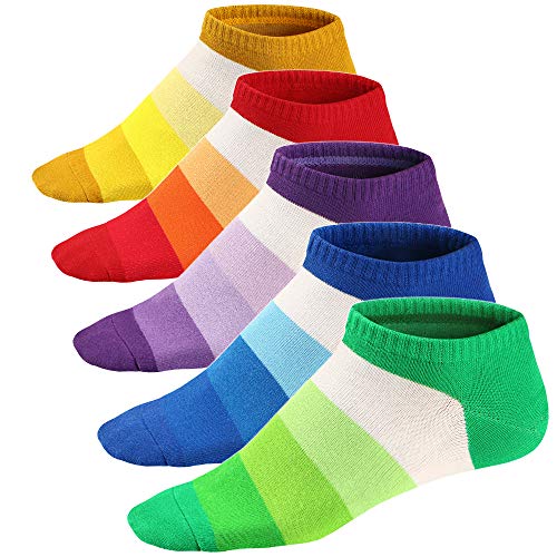 Ueither Lustigen Herren Socken Bunte Gemusterte Kurze Baumwolle Socken Sneakersocken Sportsocken 39-46 (Farbe 5)