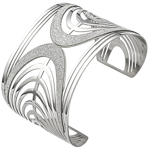 Jobo Damen Armspange/offener Armreif aus Edelstahl mit Glitzereffekt Armband breit