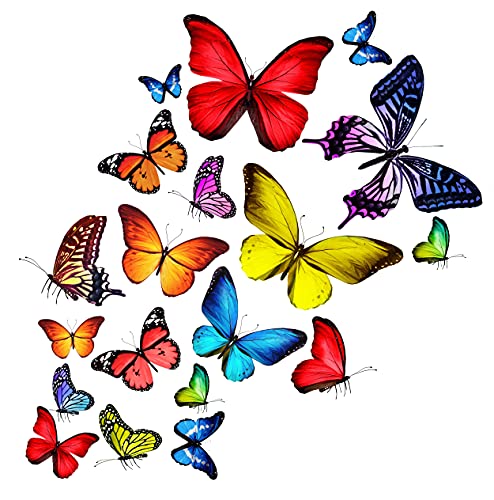 Art Applique Schmetterlinge Aufkleber für Auto & Fahrrad - Selbstklebende Dekoration mit Schmetterling, für Fahrzeug, Wand & Möbel - Transparentes Vinyl, stark & wetterfest - 25 STK.