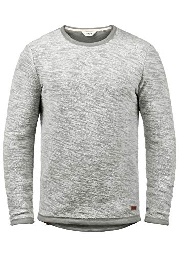!Solid Flocks Herren Sweatshirt Pullover Flocksweat Pulli Mit Rundhalsausschnitt Aus 100% Baumwolle, Größe:M, Farbe:Mid Grey (2842)