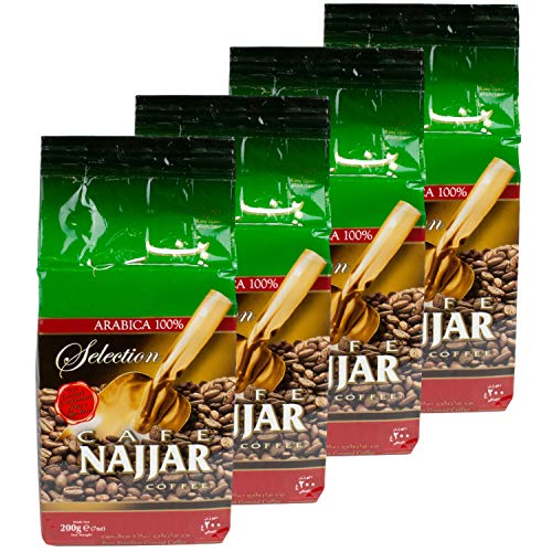 Najjar - Arabischer Mokka Kaffee gemahlen mit Kardamom im 4er Set á 200 g Packung
