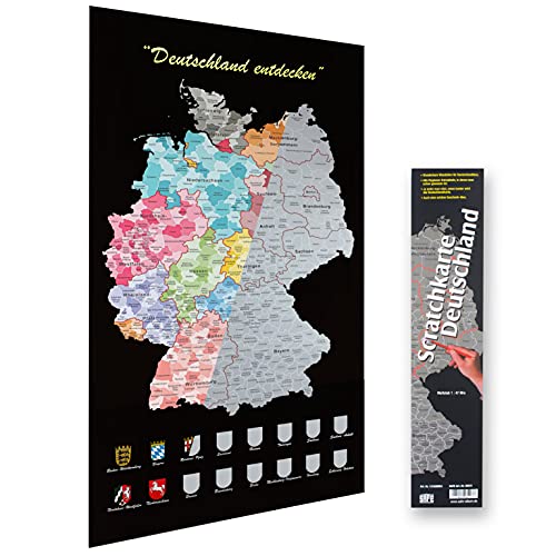 SAFE Scratch Rubbelkarte Deutschland, Scratchkarte. Einfach freirubbeln, wo Man Schon gewesen ist, auch sehr schön als Wanderkarte, EIN tolles Geschenk.