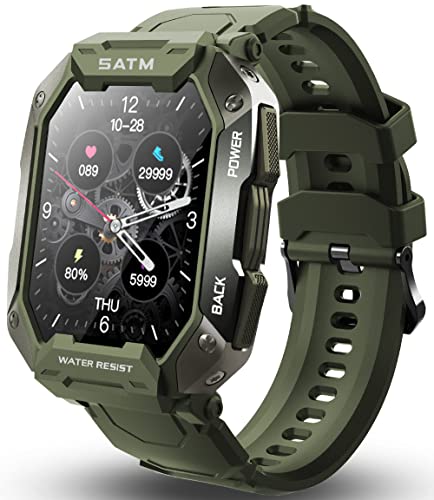 Smartwatch ,Fitness Tracker Uhr 1.72 Zoll 5ATM Wasserdicht Sportuhr ,mit schrittzähler Aktivitätstracker Pulsuhr Schlafmonitor Stoppuhr blutdruckmessung,Damen Herren Uhren Watch für Android IOS(Grün)
