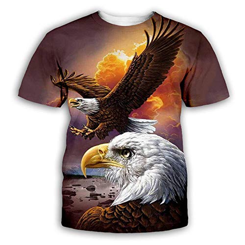 RKWEI Herren T-Shirt 3D Adler Print Frauen Kurzarm Tops Bluse T-Shirt Persönlichkeit Neuheit Lässig Sommer Quick Dry Jungen und Mädchen
