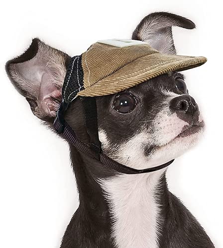 PETLESO Hund Hut Hund Baseballmütze, Verstellbarer Sonnenschutz Hundemütze mit Ohrlöchern Geeignet für Hunde Welpen Katzen Kaninchen -S