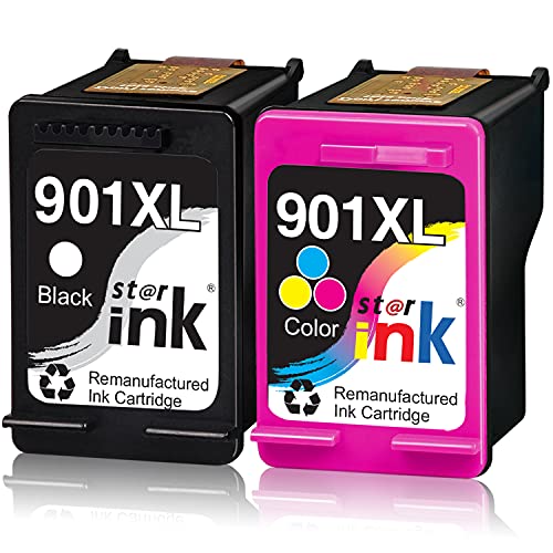 Starink 901 Kompatibel für HP 901XL 901 XL Druckerpatronen für HP Officejet J4580 J4680 J4500 J4600 4500 J4560 J4524 J4540 J4585 J4624 J4624 J6440 HP Officejet G510a G510g G510n Drucker Schwarz/Farbe