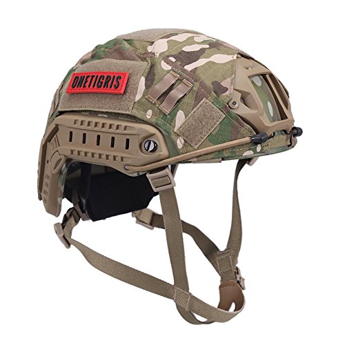 OneTigris Unisex – Erwachsene PJ Taktische Schnell Helm mit abnehmbarem Helmüberzug für Airsoft Paintball, MC Camouflage, L