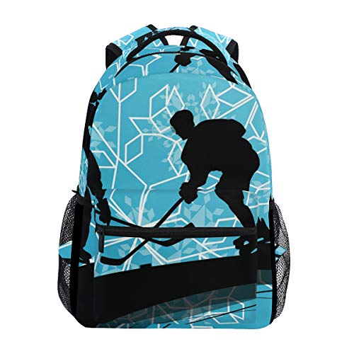 Eishockey Spieler Sport Schulrucksack für Jungen Mädchen Kinder Reisetasche Bookbag