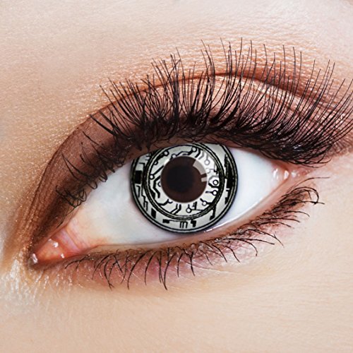 aricona Kontaktlinsen - weiß schwarz gemusterte Kontaktlinsen - Kontaktlinsen ohne Stärke als besonderes Halloween oder Steampunk Accessoire