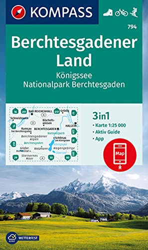 KOMPASS Wanderkarte 794 Berchtesgadener Land, Königssee, Nationalpark Berchtesgaden: 3in1 Wanderkarte 1:25000 mit Aktiv Guide inklusive Karte zur ... Skitouren. (KOMPASS-Wanderkarten, Band 794)