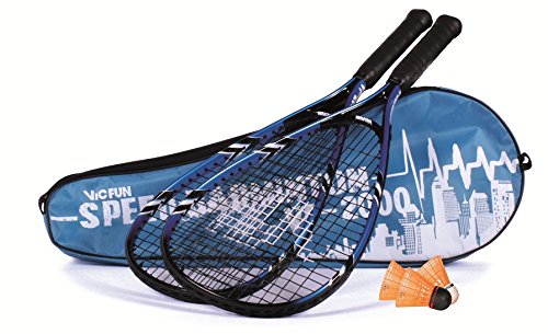 VICFUN Speed Badminton 2000 Set, blau inkl. Tragetasche und 3 Shock-Bällen