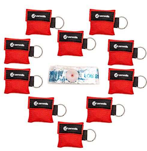 Beatmungsmaske Schlüsselanhänger 10 Stück (rot) - CPR Maske Face Shield - Erste Hilfe Beatmungsmasken für Erwachsene und Kinder - Perfekter Schutz für den Notfall!