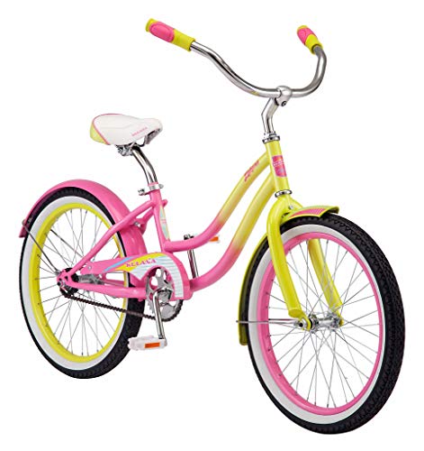 Kulana Lakona R0901AZ Shore Youth Beach Cruiser Bike 50,8 cm (20 Zoll), Single Speed, Pink/Gelb