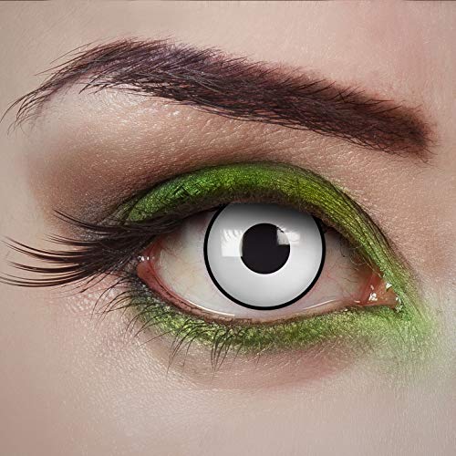 aricona Kontaktlinsen Tageslinsen - Weiße Kontaktlinsen farbig - Sugar Skull - Halloween Kontaktlinsen ohne Stärke für Halloween & Kostüm-Partys