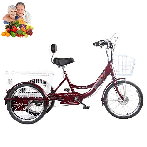 Dreirad Erwachsene Elektrische 3-Rad-Fahrräder 20 Zoll für Eltern mit vergrößertem Einkaufskorb Power-Dreirad-Fahrräder Geschenk aus kohlenstoffhaltigem Stahl Maximale Tragfähigkeit 200 kg