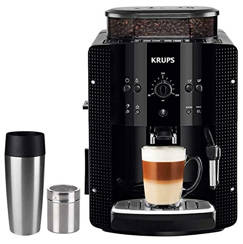 Krups Kaffeevollautomat Arabica Picto 15 bar 1450 W + EMSA Travel Mug + Edelstahl Kakaostreuer (automatische Reinigung, 2-Tassen-Funktion, Milchsystem mit CappucinoPlus-Düse, Kaffeemaschine, Espresso