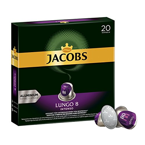 Jacobs Kaffeekapseln Lungo Intenso, Intensität 8 von 12, 200 Nespresso®* kompatible Kapseln, 10 x 20 Getränke