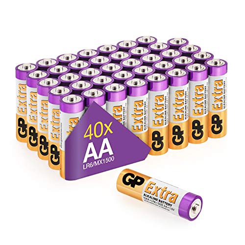 GP Extra Alkaline Batterien AA Longlife (1,5V) 40 Stück Mignon Batterien LR6 Vorratspack AA Batterien (briefkasten-geeignete Verpackung)