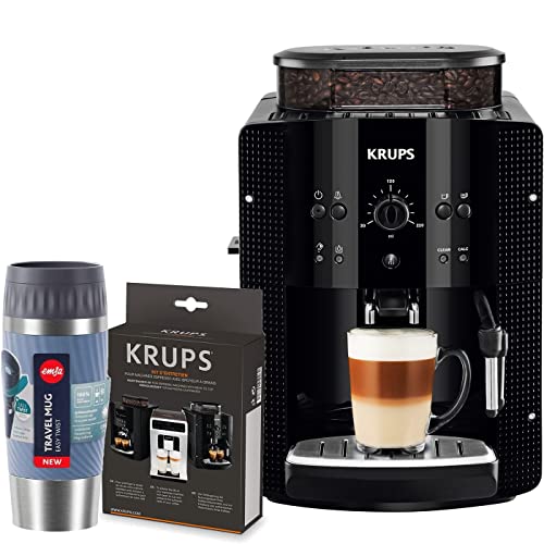 Krups Kaffeevollautomat Arabica Picto 15 bar 1450W + EMSA Travel Mug + XS5300 Reinigungs- und Pflegeset (automatische Reinigung, 2-Tassen-Funktion, Milchsystem mit CappucinoPlus-Düse, Kaffeemaschine
