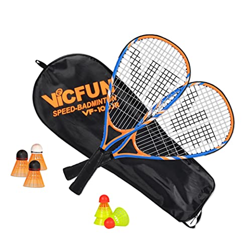 VICFUN Speed-Badminton 100 Set Junior Premium - 2 Badmintonschläger, 3 Bälle und eine hochwertige Badmintontasche