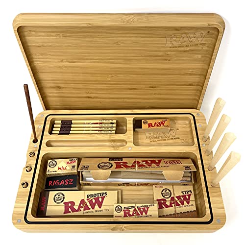 Reds Tips Raw Spirit Box – Rolltablett aus Holz, mit Kegeln, Papieren und Spitzen