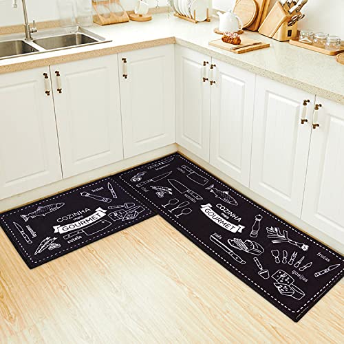 GoGou Küchenteppich Teppich Läufer Küchenläufer 2 Stück rutschfest waschbar für Flur Küche 40 x 120 cm,40 x 60 cm