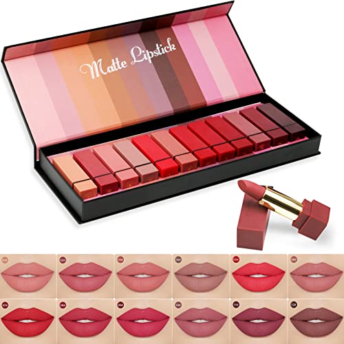 12 Farben Matte Lippenstift Set Lippenstift Set Wasserdicht Matte Nude Lipstick Schönheit Lippe Gloss Lipstick Cosmetics with Geschenkbox