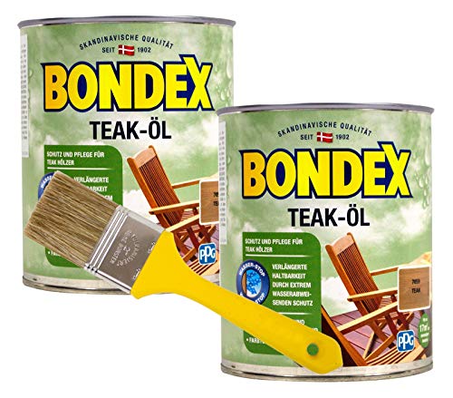 Bondex Teaköl in teak Hartholzöl Holzöl Holzschutzöl 1,5L + Pinsel